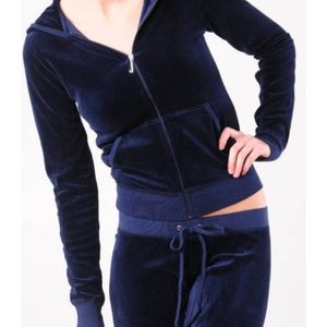 Juicy Couture Navy Blue Velour ZipUp Hoodie